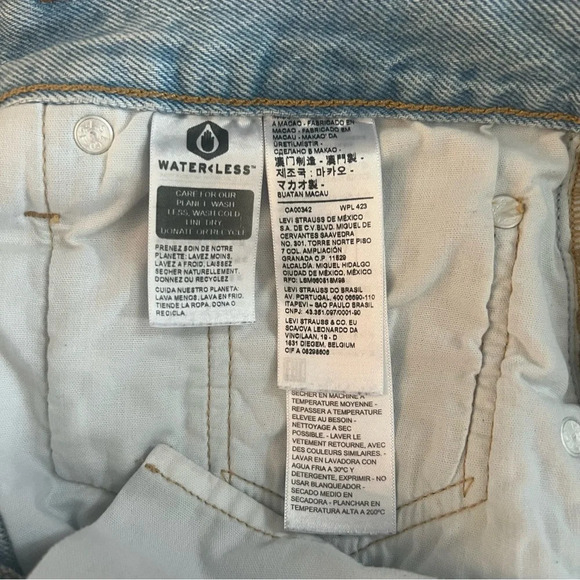 Levi’s 501 Button Fly Shorts Light Wash High Rise Jean Festival Ripped Cotton 31 - Picture 8 of 13